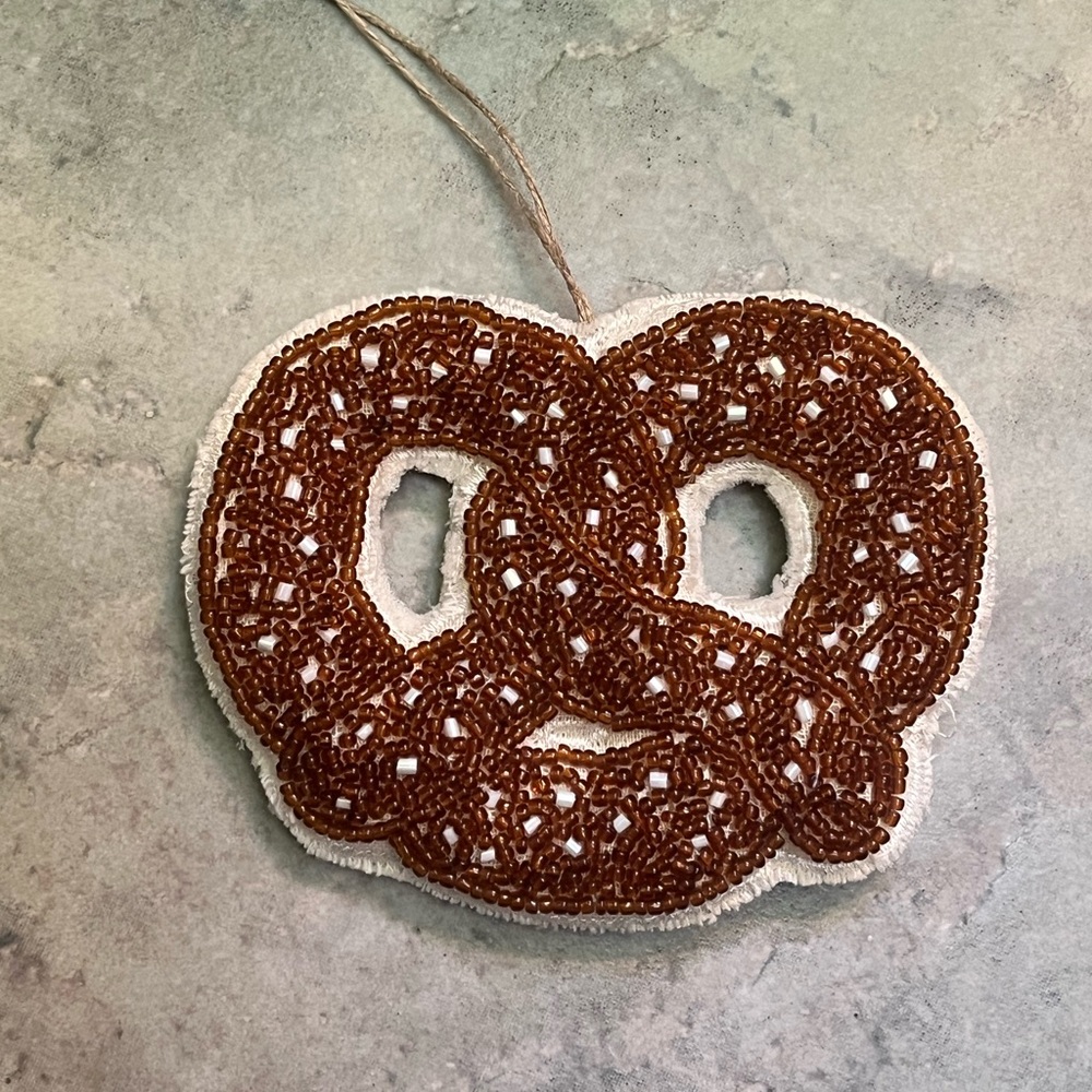pottery barn Beaded Pretzel Ornament